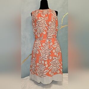 LOFT Coral and Cream Floral Midi Dress Lace Peekaboo Slip